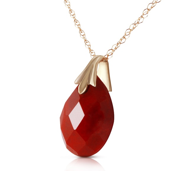 14K. SOLID GOLD NECKLACE WITH NATURAL DYED RUBY